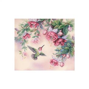 Dimensions Stamped Cross Stitch Kit - Hummingbird & Fuchsias