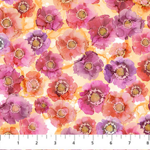 Northcott Dragonfly Dance - Sm Floral - Pink Orange