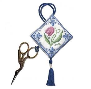 Textile Heritage Cross Stitch Kit Scissor Keep - Delft Tulips