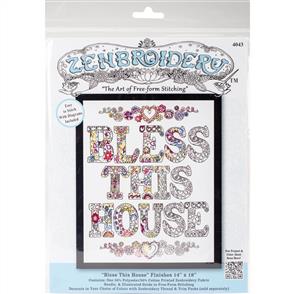Design Works Zenbroidery Stamped Embroidery - Bless This House 14" x 18"