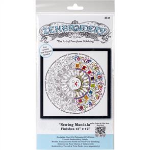 Design Works Zenbroidery Stamped Embroidery - Sewing Mandala 12" x 12"