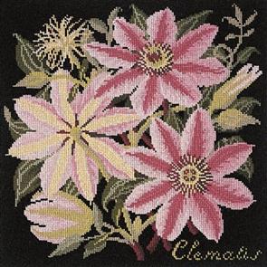 Elizabeth Bradley Tapestry Kit - The Clematis (Black Background Wool)