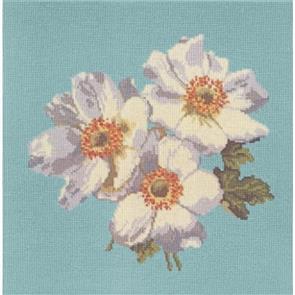 Elizabeth Bradley Tapestry Kit - Anemones (Duck Egg Blue Background Wool)