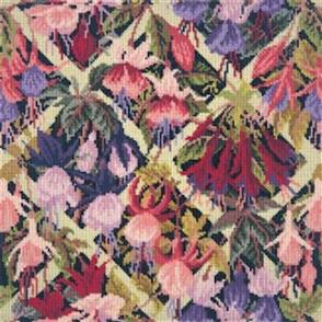 Elizabeth Bradley Tapestry Kit - Fuchsia Trellis (Black Background Wool)