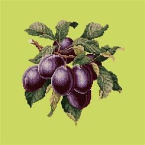 Elizabeth Bradley Tapestry Kit - Plums (pale lime background)