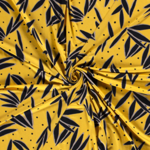 Nooteboom Viscose Jersey - Leaf Print #19238 - Colour 34 - Yelllow