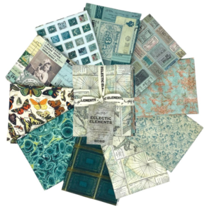 Free Spirit Tim Holtz Palette Teal Fat Quarter Bundle (10pc)