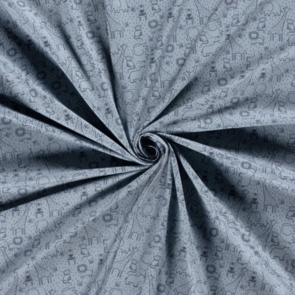 Nooteboom Cotton Jersey - Printed Animals #19555 - Colour 06 - Indigo