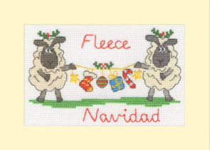 Bothy Threads Cross Stitch Christmas Card Kit - Fleece Navidad