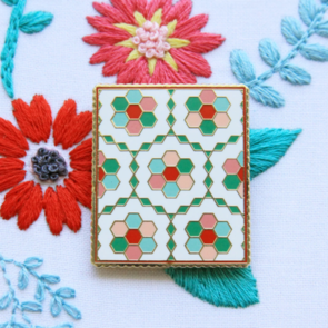 Flamingo Toes Needle Minder - Vintage Flower Garden Quilt