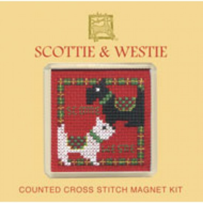 Textile Heritage Cross Stitch Kit Fridge Magnet - Scottie & Westie