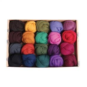 Ashford Corriedale Fibre Sampler Pack #3 - 20 Colours - Dark