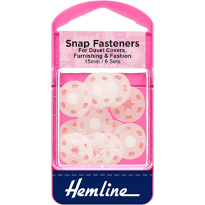 Hemline Snap Fasteners - Plastic 15mm 6/Pkg