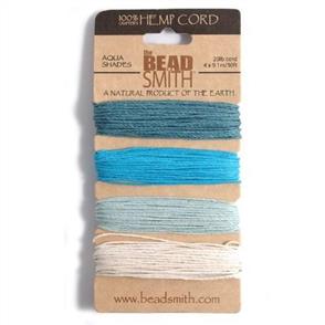 The Beadsmith Hemp Cord - Aqua Shades 20lb