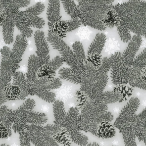 Robert Kaufman Holiday Flourish - Metallic Pine - Silver