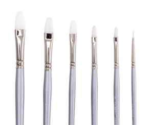 Jasart White Synthetic Brushes - Filbert