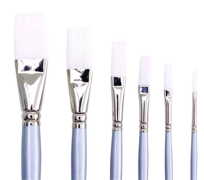 Jasart White Synthetic Brushes - Long Flat