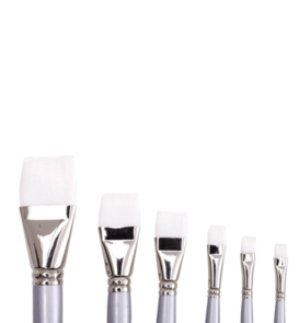 Jasart White Synthetic Brushes - Short Flat