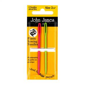 John James Childrens Plastic Sewing Needles - Pink & Green