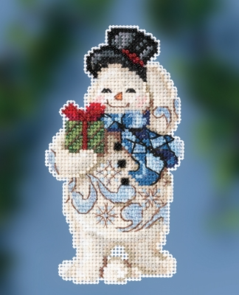Mill Hill Jim Shore Bead & Cross Stitch Kit - Gift Giving Snowman