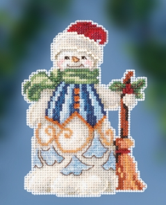 Mill Hill Jim Shore Bead & Cross Stitch Kit - Clean Sweep Snowman