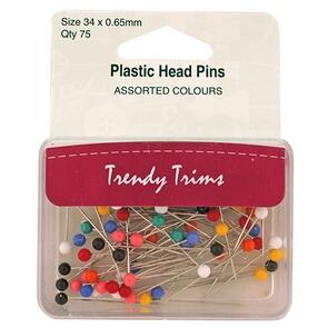 Trendy Trims Colour Headed Pins (size 34 x 0.65mm) 75/Pkg