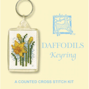Textile Heritage Cross Stitch Kit Key Ring - Daffodils