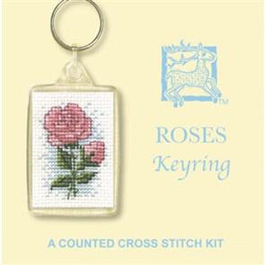 Textile Heritage Cross Stitch Kit Key Ring - Roses