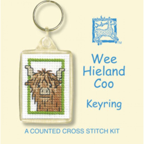 Textile Heritage Cross Stitch Kit Key Ring - Wee Hieland Coo