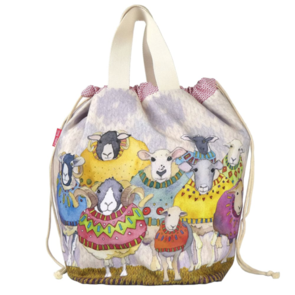 Emma Ball Sheep in Sweaters, Large Bucket Bag, with Drawstring