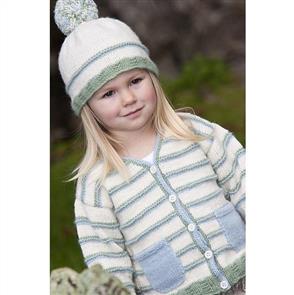 Lisa F Little Cupcakes LF02 Stripe Cardigan with Patch Pockets - Knitting Pattern / Kit