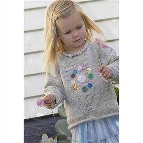 Lisa F Little Cupcakes LF07 Sweater with Antique Button Flower - Knitting Pattern / Kit