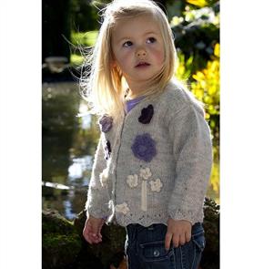 Lisa F Little Cupcakes LF10 Appliqued Flower Cardigan With lace - Knitting Pattern / Kit