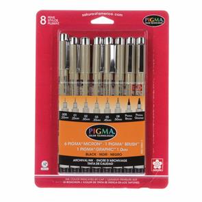 Pigma Micron 8pk Set Black