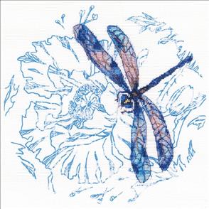 RTO Stamped Cross Stitch Kit: Dance of Dragonflies (blue)