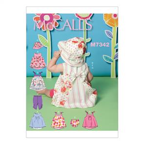 McCalls Pattern 7342 Infants'  Dresses, Panties, Leggings and bucket Hat