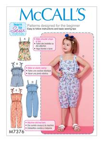 McCalls Pattdrn 7376 Children's/Girls' blouson-bodice Rompers and Jumpsuits