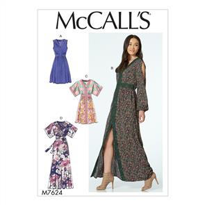 McCalls Pattern 7624 Misses' b&ed Gathered Dresses
