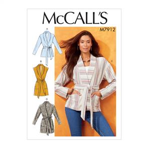 McCalls Pattern 7912 Misses' Jackets, Vest and Belt