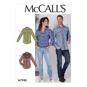 McCalls Pattern 7980 Misses' and Men's Shirts