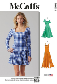 McCalls Sewing Pattern Misses' and Miss Petite Knit Dresses M8551