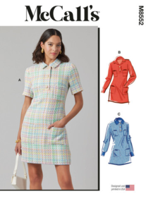 McCalls Sewing Pattern Misses' Dress with Sleeve Variations M8552