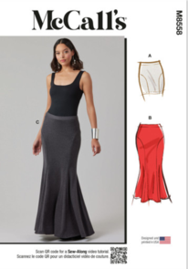 McCalls Sewing Pattern Misses' Knit Skirt in Three Lengths M8558