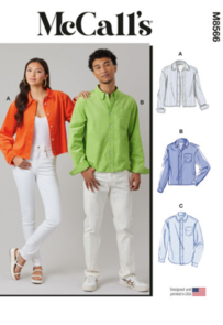 McCalls Sewing Pattern Unisex Shirt in Three Lengths M8566