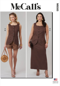 McCalls Sewing Pattern Misses' and Women's Top, Shorts and Skirt with Petite Lines M8585