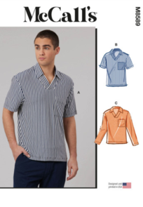 McCalls Sewing Pattern Men's Top with Sleeve Variations M8589