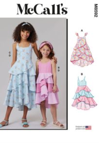 McCalls Sewing Pattern Children's and Girls' Dresses and Headband M8592
