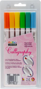 Marvy Calligraphy Pigmented Markers Set Of 6 Sand and Sea