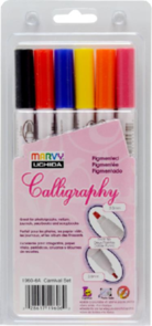 Marvy Calligraphy Pigmented Markers Set Of 6 Carnival
