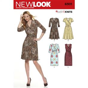New Look Pattern 6301 Misses' Mock Wrap Knit Dress